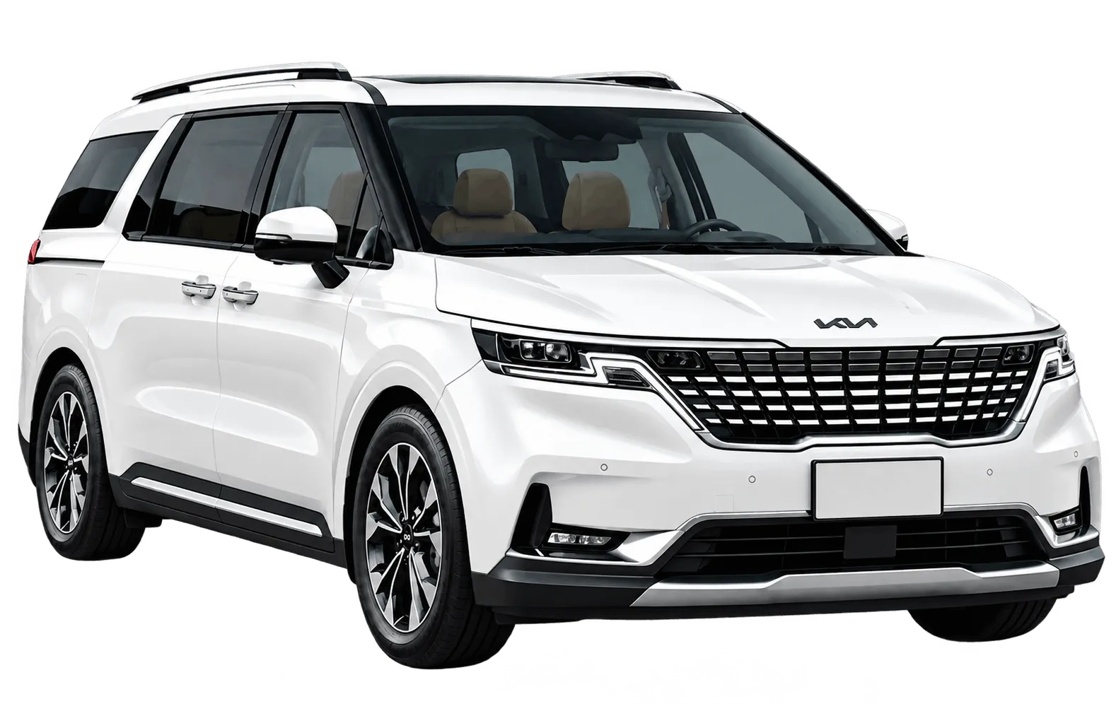 White Kia Carnival KA4 available for rent in Lahore