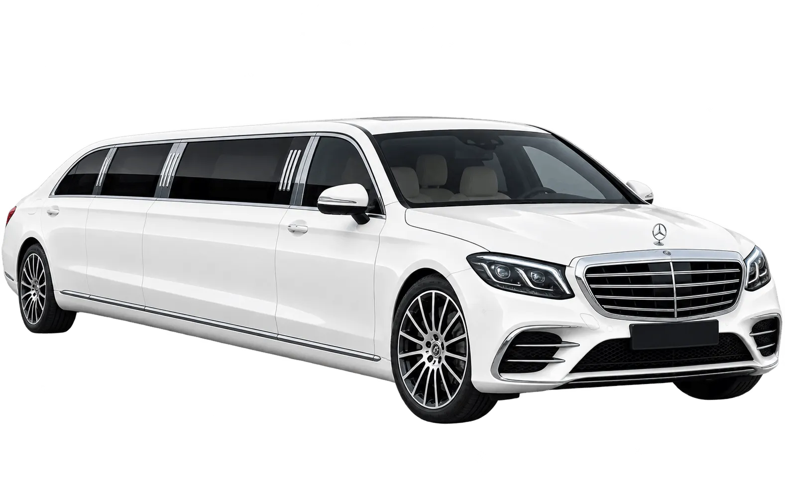 White luxury limousine available for rent in Lahore